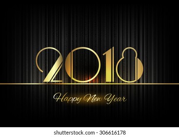 New Year 2018. Gold numbers on the black background. Luxury design elements.