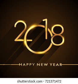 New Year 2018 golden colored text Design. isolated on black background, text design gold colored, vector elements for calendar and greeting card.