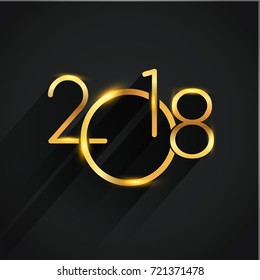 New Year 2018 golden colored text Design. isolated on black background, text design gold colored, vector elements for calendar and greeting card.