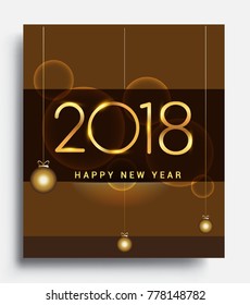 New Year 2018 golden colored text Design. isolated on dark background, text design gold colored, vector elements for calendar and greeting card.