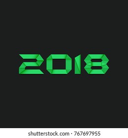New Year 2018 Green Color with Black Background, Vector, Illustration, Eps File