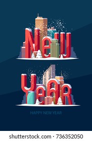 New year 2018. Greeting card.