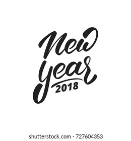 New Year 2018. Hand drawn logo for New Year card, poster, design etc. Happy New Year 2018 hand lettering