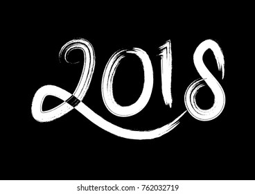 New Year 2018. Hand drawn lettering calligraphy