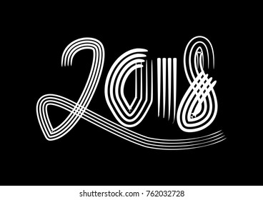 New Year 2018. Hand drawn lettering calligraphy