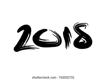 New Year 2018. Hand drawn lettering calligraphy