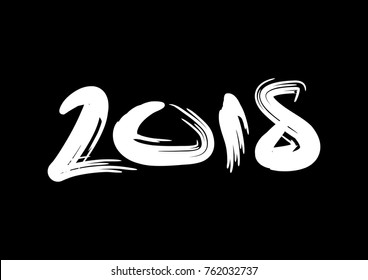 New Year 2018. Hand drawn lettering calligraphy