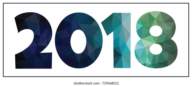 New year 2018 illustration. Low poly design vector.