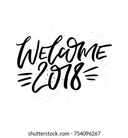 New Year 2018 lettering. Handwritten winter collection.
