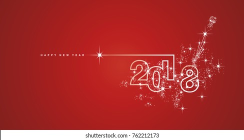 New Year 2018 line design spark firework white red vector