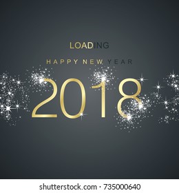 New Year 2018 loading spark firework gold black vector