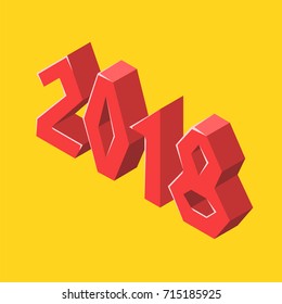 New Year 2018. The metric volumetric figures in isometric.