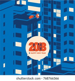 New year 2018 minimalistic vector illustration