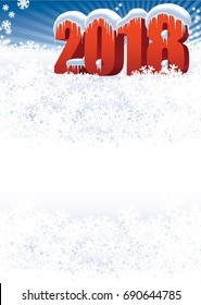 New Year 2018 on white winter background with copy space for your message

