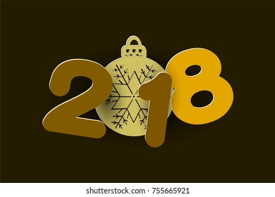 New year 2018 paper cut colorful numbers on gray background. Multicolor inscription 2018. Vector illustration. Decorative greeting card 2018 new year.