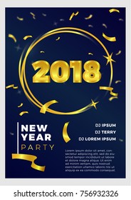 New Year 2018 Party Poster. Dance party poster vector background template.