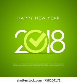 New Year 2018 poster design vector illustration on green background