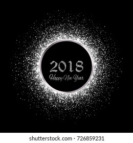 New Year 2018. Silver glitter background. Vector Illustration