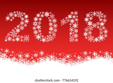 New year 2018 of snow - stock vector