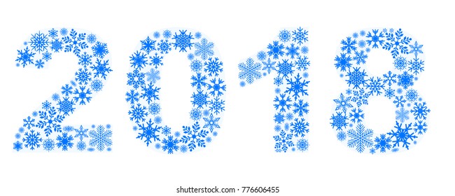 New year 2018 of snow - vector