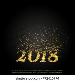 new year 2018 text made with particles bursting upwards