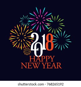 New year 2018 vector fireworks