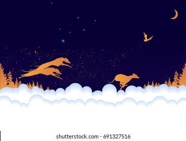 New Year 2018 vector illustration with dogs