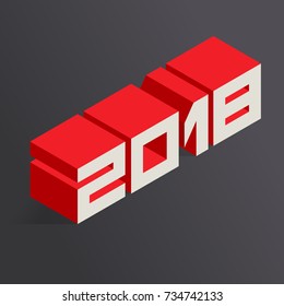 New Year 2018. Vector illustration in isometric style
