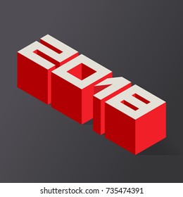 New Year 2018. Vector illustration in isometric style