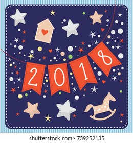 New Year 2018. Winter decor. Christmas background.