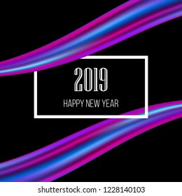 New Year 2019 abstract background with colorful brushstroke. Vector illustration