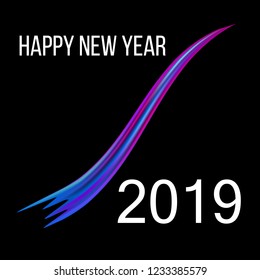 New Year 2019 abstract background with colorful brushstroke. Vector illustration