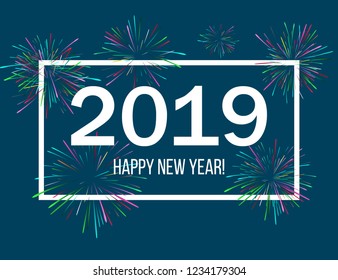 New Year 2019 abstract background with colorful firework