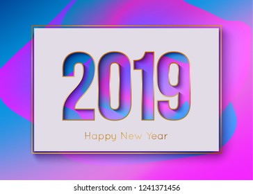 New Year 2019 background paper style. Vector illustration