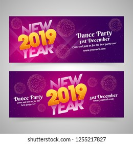 New year 2019 banner set.