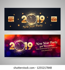 New year 2019 banner set.