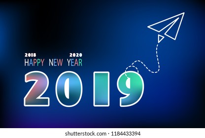 New Year 2019. Calendar, Inscription. Festive modern minimalist. Creative rooms. White, multicolored background. Smartphone laptop, phone. Futuristic banner, poster, figures, illustration flat design