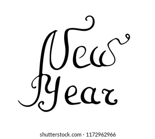 The New Year Is 2019. Calligraphy vector illustration. Nice grunge handwriting.