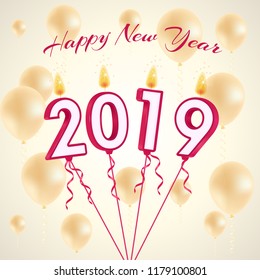 new year 2019 candles balloons
