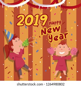 New Year 2019 . Card. postcard