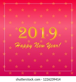 New Year 2019 Celebration. Gold Stars. Pink Background. Classy, glamorous and elegant theme.