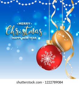 New Year. 2019. Christmas. Christmas decorations. Background. Bright colorful design. Shine Bokeh. For your design.