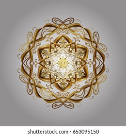 New Year 2019 collection. White golden snowflakes in abstract style. Freehand ethnic Xmas sketch. Ornamental artistic vector illustration in white colors for Merry christmas cards.