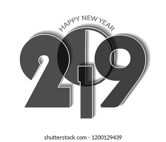 New Year 2019 concept on white background. Vector illustration