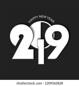 New Year 2019 concept on red background. Vector illustration