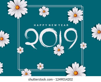 new year 2019 with flowers