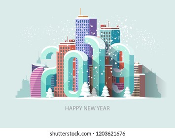 New year 2019. Greeting card.