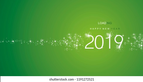 New Year 2019 greetings loading firework white green color vector