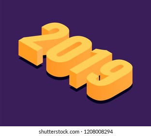 New year 2019 isometric concept. Vector illustration
