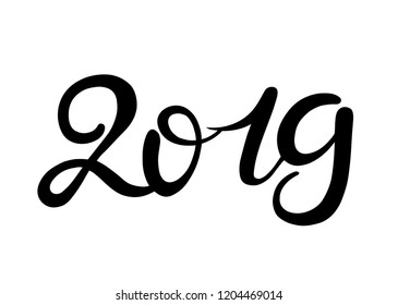 New Year 2019 lettering. Vector lettering for banners party invitation or card. Calligraphic hand drawn font